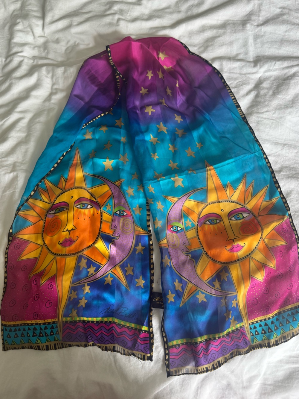 Laurel And Burch Honey Collection Vibrant Sun & Moon Silk Scarf -